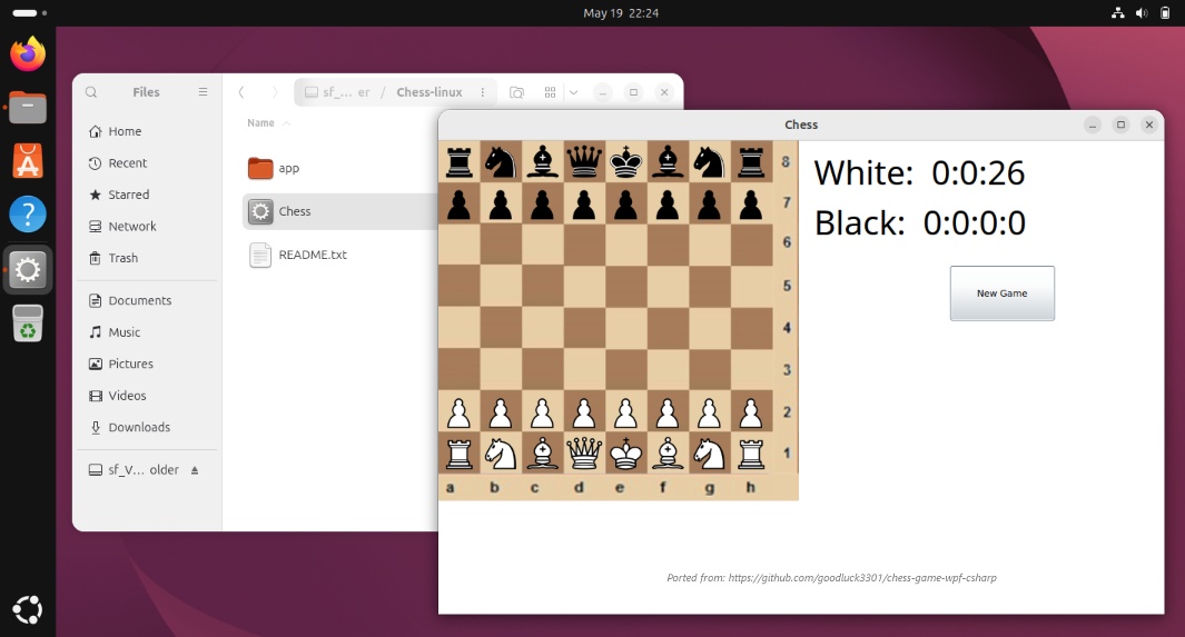 The published app running natively on Linux.