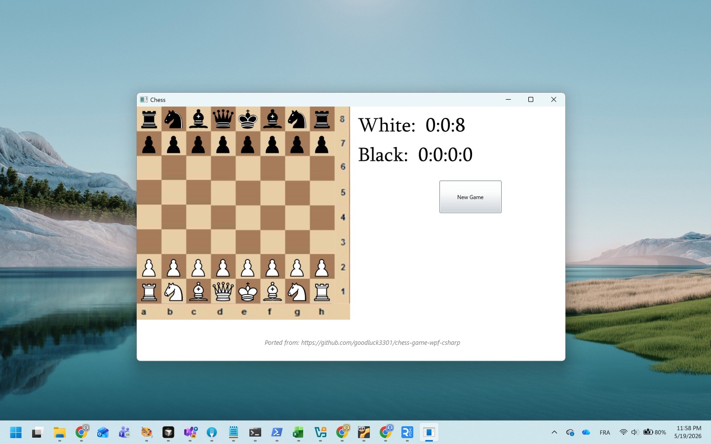 The published app running natively on Windows.